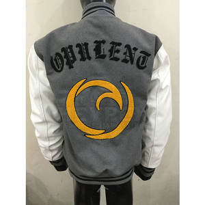 Veste en molleton pour homme avec logo personnalisé, style varsity, manches en cuir, coupe-vent, à capuche, pour l'hiver, polyester/coton, col montant - Product Image 3