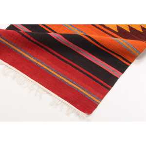 Turkish 2x9.5 ft Rug, Vintage Rug, <b>Red</b> Ikat Rug <b>Wool</b> - Product Image 5