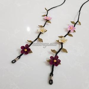 İğne oyasıçiçek gözlük İpi MOR-açık pembe-krem (siykorah Kordon) ชิ้นส่วนแว่นตา - Product Image 1