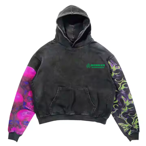 Sweat-shirts à capuche streetwear personnalisés, vintage, effet délavé, unisexe, 300 GSM, 100% coton, molleton/tissu éponge français, séchage rapide - Product Image 6