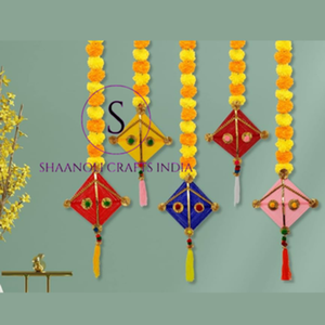 Cuerdas de flores artificiales de caléndula atractivas hechas a mano con colgante de cometa de lana para decoración de boda telones de fondo colgante de cometa - Product Image 4