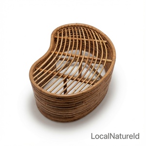 Modern Rattan <b>Storage</b> Bench Ottoman Upholstered <b>Seat</b> Living Room Stool with Cushion - Product Image 3