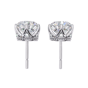 Boucles d'oreilles solitaires en diamant de laboratoire 1,50 ct en or 10K, 14K, 18K ou argent 925, sertissage classique à 6 griffes, bijoux de luxe délicats - Product Image 4