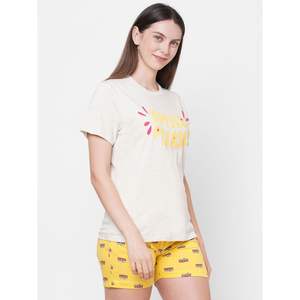 Pyjama imprimé en tricot 100 % coton Evolve pour femme (ensemble short) – Vêtement de nuit confortable et décontracté avec taille élastique et touche sexy - Product Image 6