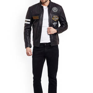 Precio bajo Estilo completamente personalizado Hombres = Chaqueta de cuero de piel de oveja de color sólido a medida Colección de invierno - Product Image 3