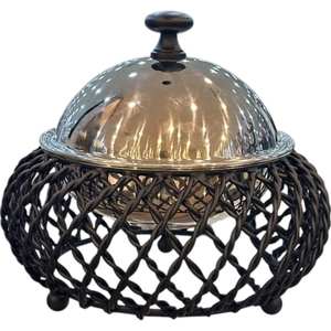 Charmant serveur de nourriture en acier inoxydable avec support en fil de fer Batterie de cuisine antiadhésive de luxe avec un design vintage pour l'élégance des repas - Product Image 1