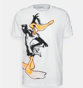 ICEBERG Daffy ördek baskı pamuklu T-Shirt-siyah ve beyaz erkekler yüksek kalite türkiye'de yapılan