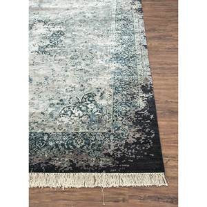 Alfombras de Lana y Seda Azules Hechas a Mano del Lejano Oriente, Modelo Skrt-814, Rectangulares, con Medallones y Patrones Abstractos para el Hogar y la Sala de Estar - Product Image 3