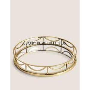 ถาดกระจกโลหะที่ออกแบบมาอย่างสวยงามพร้อมกรอบหรูหราและพื้นผิวกระจกสำหรับการให้บริการที่เก๋ไก๋และการตกแต่งบ้านที่ทันสมัย - Product Image 4