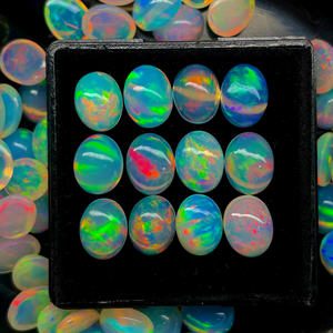 24 pièces boîte éthiopienne opale Cabochon bonne qualité Multi Flashy opale Cabochon Lot forme ovale Welo opale pour la fabrication de bijoux - Product Image 6