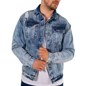 Chaqueta Vaquera Vintage para Hombre de Alta Calidad, con Cuello Alto, 100% Algodón, Cierre de Cremallera - Product Image 1