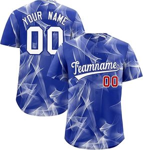 Jersey de béisbol personalizado de talla estadounidense, sudadera bordada, malla transpirable con sublimación de calor, uniforme en blanco impreso para hombre - Product Image 1