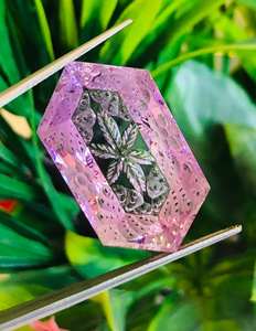 Mind Blowing Amethyst Hexagonal Shape Gemstone Butifull Antique Flower Carving Making Handmade Loose Gemstone Making Jewelry - Product Image 4