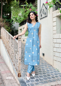 ชุดเสื้อผ้า2ชิ้นทำจากผ้าเรยอนแบบดั้งเดิมผ้าเรยอนน้ำหนักเบาแห้งเร็วมีกระเป๋าพิมพ์ลายดอกไม้สำหรับผู้หญิงใส่ไปงานปาร์ตี้ในวิทยาลัยสำนักงาน - Product Image 3