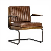 Sofá Industrial de Cuero |   Sillón Individual Cantilever de Espuma con Color Personalizado, Estilo Americano Moderno de Mediados de Siglo, para Salas de Estar de Hoteles