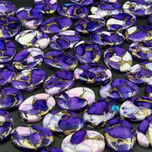 AAA + cabujón de turquesa de cobre púrpura y blanco Natural de alta calidad personalizado 18X25 ovalado y 12MM piedra preciosa suelta redonda - Product Image 1