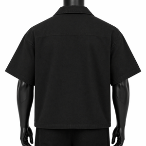 Custom Men's Oversized Men’s Oversized Zipper <b>Shirt</b> Short Sleeve Boxy Fit Streetwear <b>Button</b> Collar Pocket <b>Shirt</b> OEM Wholesale - Product Image 2
