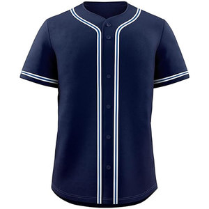 Design classique maillot de Baseball hommes motif à rayures col en V chemise de sport boutonnée pour la compétition d'entraînement blanc sublimé - Product Image 1