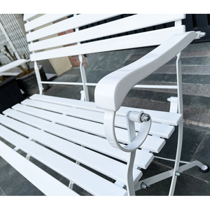 Silla de Jardín Plegable Doble de Madera de Melaleuca REFORD GBD008 con Estructura de Hierro Pintado de Blanco - Product Image 6
