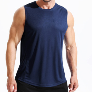 Custom Breathable Quick Dry Eco-Friendly Cotton/Polyester <b>Mens</b> Sports Gym Vest Tank Top Bodybuilding <b>Singlet</b> - Product Image 3