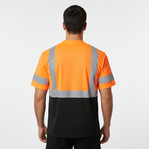 Chemise de sécurité haute visibilité classe 2 en polyester pour homme, avec bande réfléchissante, imperméable, LED clignotante, respirante, confortable, design bicolore - Product Image 5