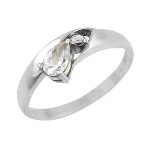 Anillo de Circonita Cúbica con Corte de Pera, Chapado en Rodio y Oro Rodio, para Mujer - Opción de Regalo - Product Image 2