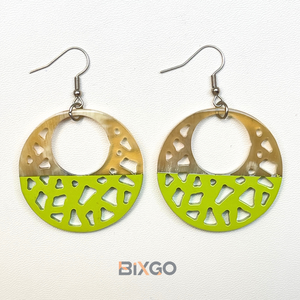 Pendientes de Plata Vintage Hechos a Mano en Vietnam, Media Verde Claro (Verde Com), Laca Personalizada, Venta al por Mayor, Moda para Bodas y Fiestas - Product Image 1