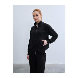 Sudadera con capucha y cremallera para mujer, mezcla de viscosa, cómoda y holgada - Product Image 6