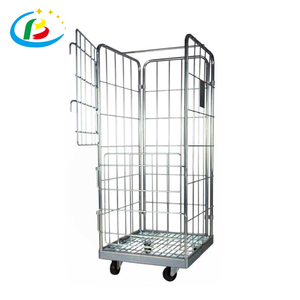 Kẽm Mạ Có Thể Khóa Bốn Bánh Xe Gấp Kim Loại Lưu Trữ Xe Đẩy Tùy Chỉnh Cuộn Container Nền Tảng Xe Đẩy Cho Phân Phối OEM - Product Image 3