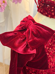 ชุดเดรสเจ้าหญิงกำมะหยี่สีแดงสุดหรูปักเลื่อมเป็นประกายสำหรับงานเลี้ยงตอนเย็นชุดเดรสเจ้าหญิงเนียพาราเฟียสต้าจากเวียดนาม - Product Image 2
