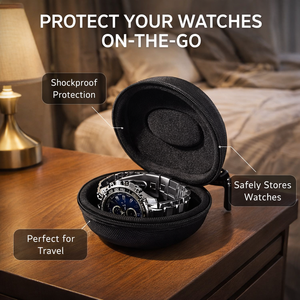 Boîte de rangement portable en plastique anti-rayures pour montres avec fermeture éclair - Organisateur compact pour montres résistant aux chocs pour les voyages - Product Image 3