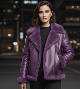 Chaqueta de Motociclista de Cuero Rosa Regular para Mujer, Otoño 2026, con Bordado, Impermeable y Cortavientos, Cuero Vacuno Genuino - Product Image 1