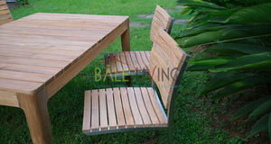 เก้าอี้รับประทานอาหารไม้สักที่ดีที่สุดกรอบสแตนเลสสไตล์อุตสาหกรรมไม้เนื้อแข็งเป็นมิตรกับสิ่งแวดล้อมเฟอร์นิเจอร์บ้านสำนักงานบ้านในร่มกลางแจ้งโรงแรม - Product Image 4