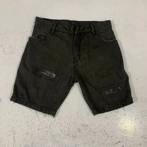 Pantalones Cortos Vaqueros Deslavados al Ácido Personalizados para Hombre, Estilo Vintage, Desgastados, con Diseño Láser, 100% Algodón, Estilo Veraniego - Product Image 1