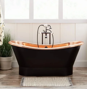 Bañera con patas de zapatilla de cobre antiguo con un exterior oscuro y texturizado y patas de garra plateadas adornadas, disponibles al por mayor - Product Image 2