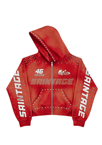 Sudadera Urbana con Estampado Personalizado, Bordado y Pedrería, Diseño Urbano de Moda, Felpa Gruesa Lavada, Talla Grande - Product Image 4