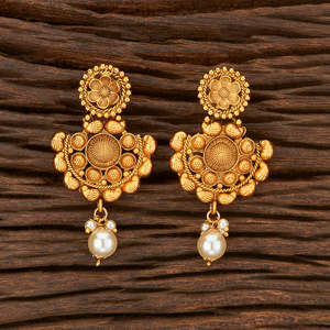 Pendiente de Chand delicado antiguo hecho a mano, chapado en oro mate para aspecto indio del Sur, 212695 - Product Image 2