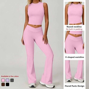 ABX8002-3+ACK8002-2 Set Sportivo da Donna in Spandex Tinta Unita, Reggiseno Sportivo ad Alta Elasticità, Completo Morbido per Attività Fisica - Product Image 2