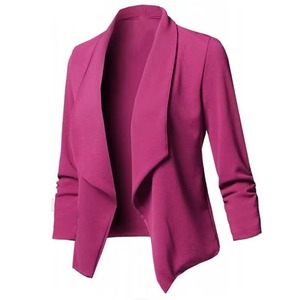 Manteau blazer classique en laine mélangée pour femmes avec logo brodé personnalisé coupe ajustée à manches longues veste de costume de bureau formelle pour l'hiver - Product Image 6