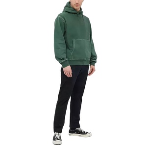 Verde oscuro Hombres ropa de moda sudaderas con capucha Drop Shoulder Reverse White contraste Stitch HOODIE hombres - Product Image 3