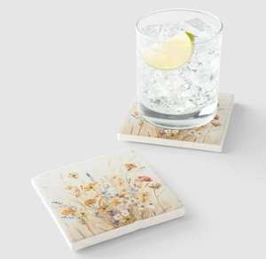 Juego de Posavasos de Piedra de Mármol con Diseño de Flores Silvestres Estilo Boho, Decoración Natural para Mesa - Product Image 2