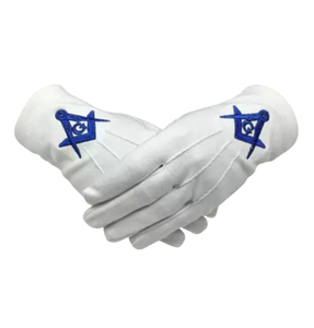 Guantes de caballero templario masón personalizados piel de cordero blanca con signo PLUS Regalia masónica aplicable al aire libre - Product Image 6