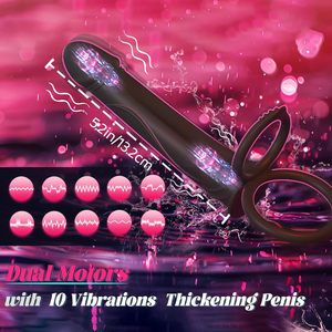 Anneau pénien vibrant en silicone à retardateur de charge, godemiché et plug anal portable pour couple - Product Image 5