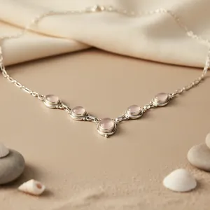 Collar de Plata 925 con Cuarzo Rosa para Mujer, Elegante Joyería de Cristal con Piedras Preciosas - Product Image 2