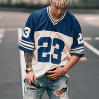 T-shirt de football américain rétro tendance streetwear, personnalisé, sublimé, en maille unie, jersey de football américain