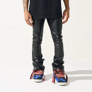 Pantalones de Cuero Vacuno Anilina de Alta Calidad para Hombre, Planos, Ecológicos, Rectos, Elegantes, Casuales, de Cintura Media, Talla Grande, para Invierno - Product Image 2