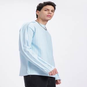 Street Texture Raw Edge Self-Design Camiseta con hombros descubiertos Manga completa Ajuste relajado Ropa de hombre acanalada Hecho EN LA India - Product Image 3