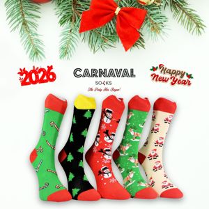 Caja de 5 Calcetines Navideños Transpirables con Diseños Coloridos para Uso Diario - Product Image 2
