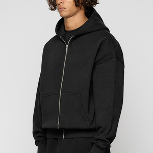 Alta calidad 350gsm Sudadera con cremallera en blanco Sudadera con capucha personalizada de gran tamaño Puff Print Zip Up Hoodie para hombres - Product Image 4