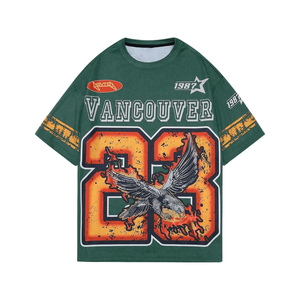 เสื้อยืดโอเวอร์ไซส์สำหรับผู้ชายสไตล์วินเทจพิมพ์ลายนกอินทรี - Product Image 1